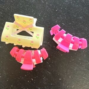 Floral and Pink Hair Clips Set